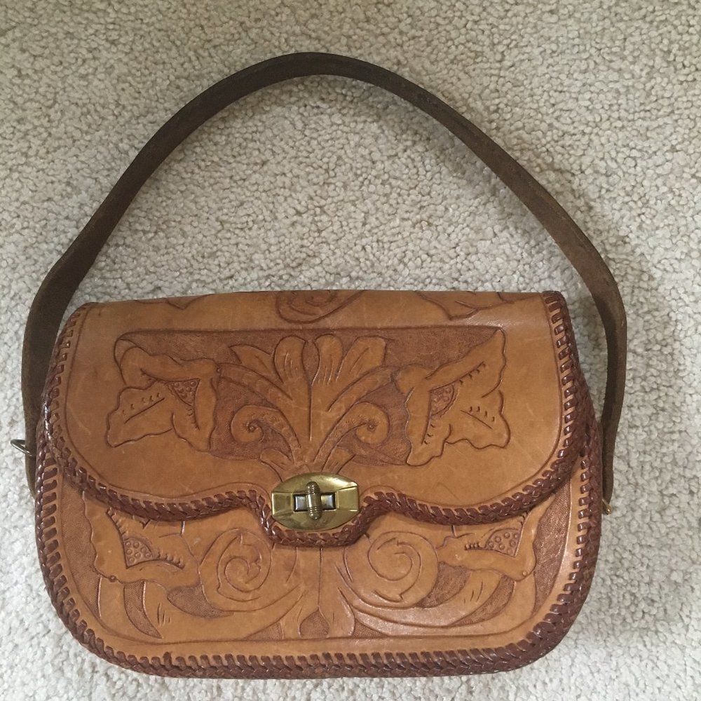 Tooled Leather Bag With Initials